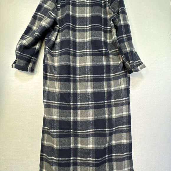 Buffalo David Bitton Womens Plaidical Long Coat L/G Blue Gray Fleece - Picture 15 of 16